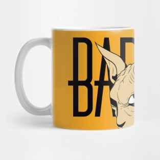 Bad sphinx Cat whit suit "yellow background" Mug